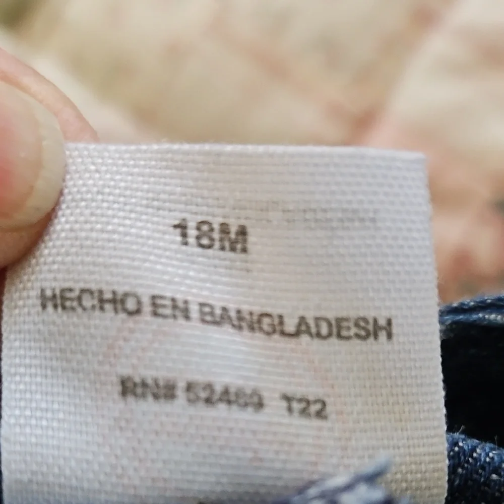 Wonder Nation Kids Denim Bib Overalls- Shorts  18 M. - Picture 4 of 7